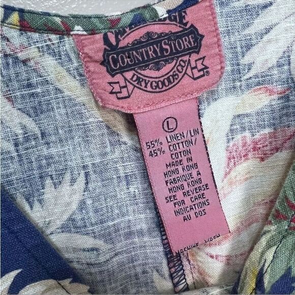 Vintage Jumper Maxi Dress Linen Blend Floral Coastal Boho Tropical Vacation - Picture 7 of 9